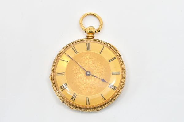 A GOLD CASED, KEY WIND OPENFACED FOB WATCH