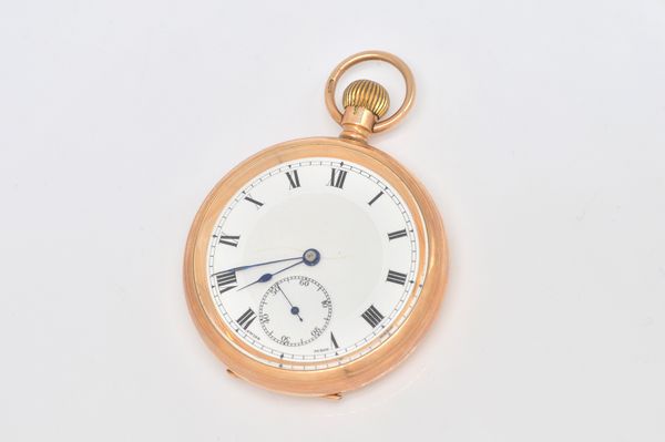 A 9CT GOLD CASED, KEYLESS WIND, OPENFACED GENTLEMAN'S POCKET WATCH