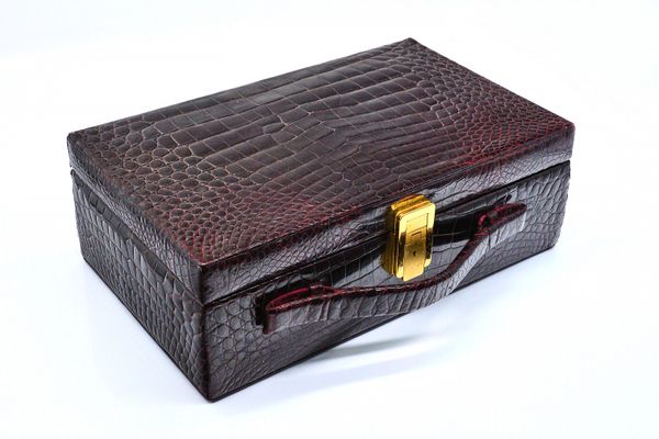 A DUNHILL RECTANGULAR BROWN LEATHER CASE