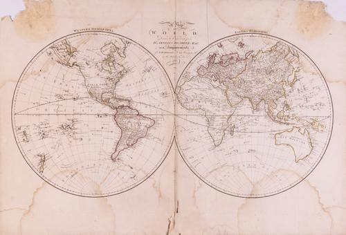 A LARGE FOLIO OF MAPS INCLUDING MAP OF THE WORLD DRAWN AND ENGRAVED FROM D’ANVILLES TWO SHEET MAP; WILTONIA WILSHIRE (QUANTITY)