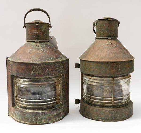 TWO COPPER SHIP’S METERORITE LANTERNS