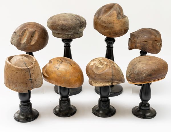 A SET OF EIGHT WOODEN MILLINER'S HAT BLOCKS (8)