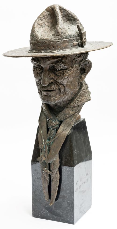 DAVID WYNNE OBE (1926-2014); A BRONZE PORTRAIT BUST OF LORD BADEN-POWELL