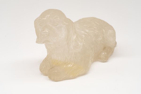 A CARVED ROCK CRYSTAL MODEL OF A SPANIEL