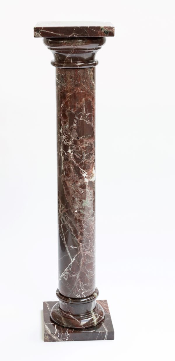 A ROSSO LEVANTO MARBLE PEDESTAL COLUMN OR  JARDINIÈRE STAND