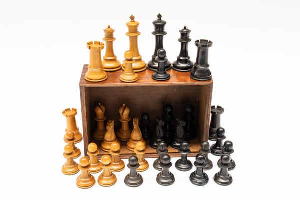 A VICTORIAN EBONY AND BOXWOOD STAUNTON TYPE CHESS SET