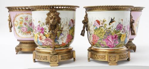 TWO PAIRS OF GILT-METAL MOUNTED PORCELAIN JARDINIÈRES (4)