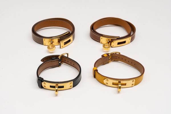 HERMES: TWO KELLY DOUBLE TOUR BRACELETS AND TWO KELLY BRACELETS (4)