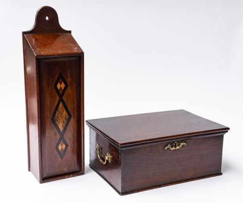 A 19TH CENTURY RECTANGULAR MAHOGANY BOX (2)
