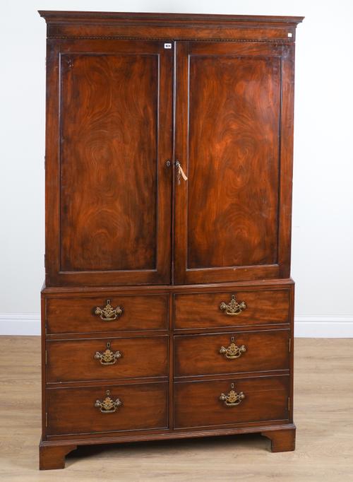 A GEORGE III MAHOGANY LINEN PRESS
