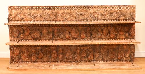 TWO SETS OF AFRICAN SHELVES