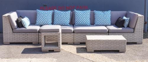 INDIAN OCEAN; A MODULAR FAUX RATTAN FOUR SECTION GARDEN SOFA