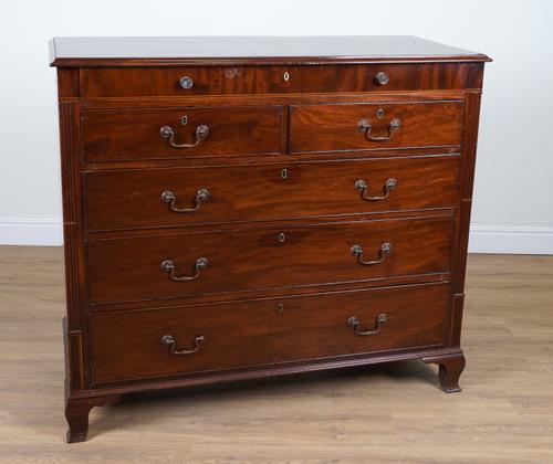 A GEORGE III INLAID MAHOGANY SIX DRAWER CHEST