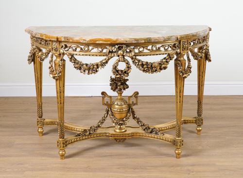 PROVASI: A LOUIS XV STYLE MARBLE TOPPED CONSOLE TABLE