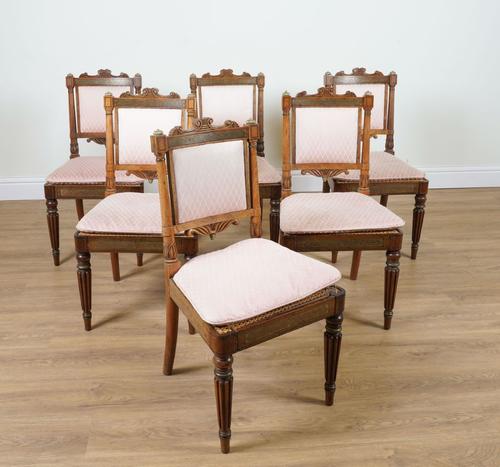 A SET OF SIX WILLIAM IV BRASS INLAID ROSEWOOD DINING CHAIRS (6)