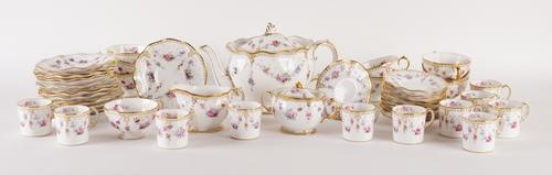 AN ASSEMBLED ROYAL CROWN DERBY `ROYAL ANTOINETTE' PART TEA AND COFFEE SERVICE
