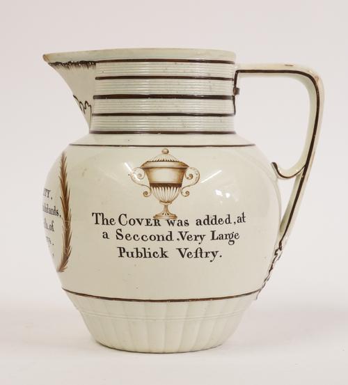 AN UNUSUAL PEARLWARE CHURCH PRESENTATION JUG