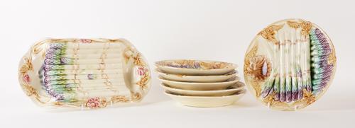 A FRENCH MAJOLICA ASPARAGUS SERVICE