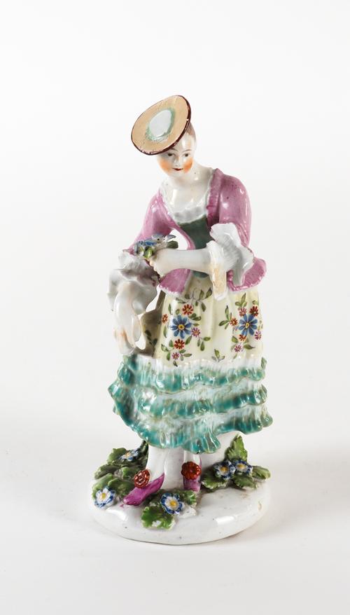 A DERBY FIGURE OF A DANCING SHEPHERDESS