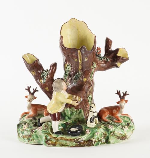 A STAFFORDSHIRE PEARLWARE SPILL VASE