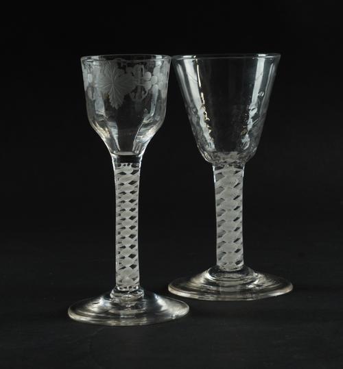 TWO OPAQUE TWIST WINE GLASSES (2)