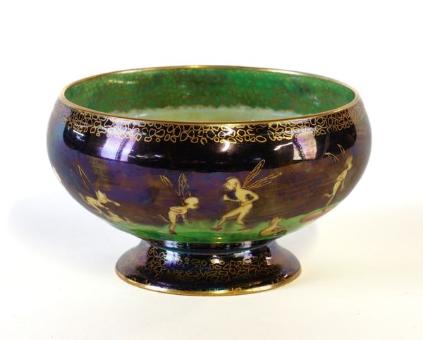 `LEAPFROGGING ELVES'. A WEDGWOOD FAIRYLAND LUSTRE EMPIRE BOWL