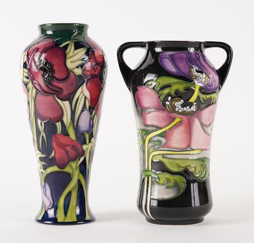 A MOORCROFT TWO- HANDLED TRIAL VASE