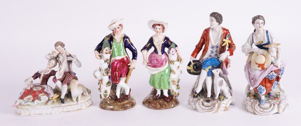 A GROUP OF ENGLISH AND CONTINENTAL PORCELAIN FIGURES