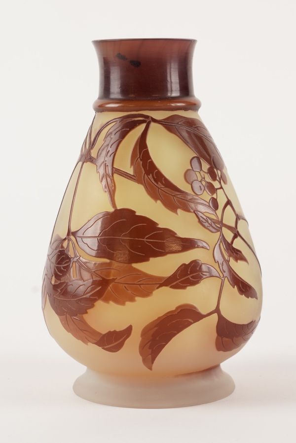 A GALLÉ CAMEO GLASS SMALL LAMP BASE