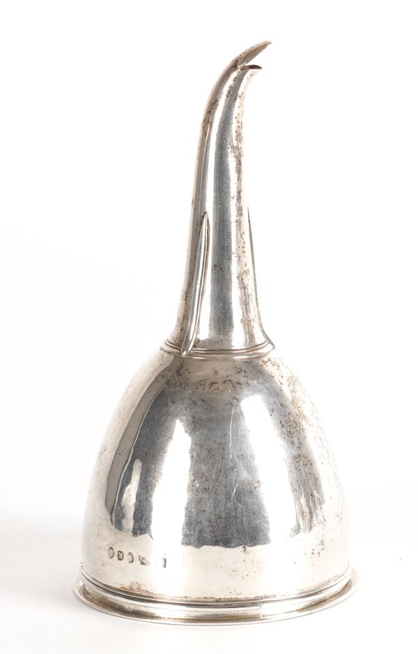 A GEORGE III SILVER WINE FUNNEL