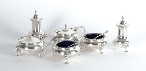 A GROUP OF SILVER CONDIMENTS (10)