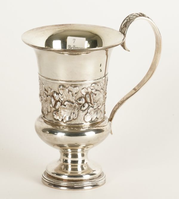 A GEORGE IV SILVER CAMPANA SHAPED MUG