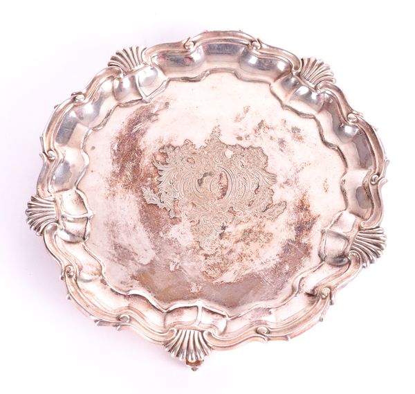 A VICTORIAN SILVER SHAPED CIRCULAR SALVER