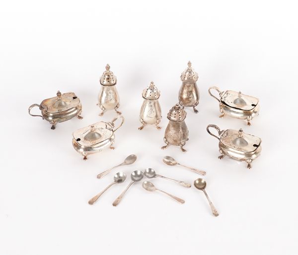 A GROUP OF SILVER CONDIMENTS (19)