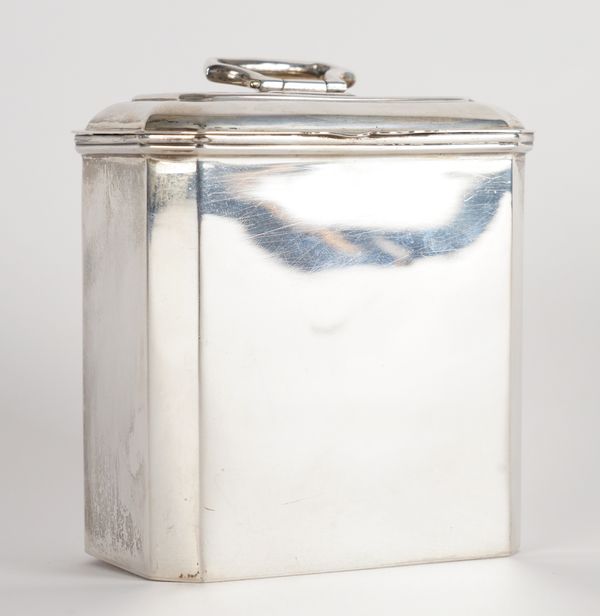 A SILVER TEA CADDY