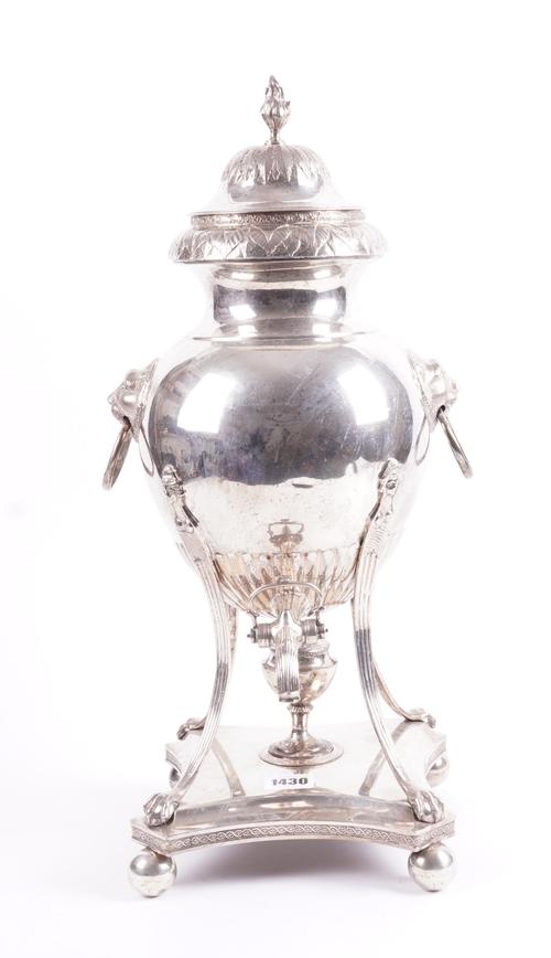 A SWEDISH SILVER TEA URN