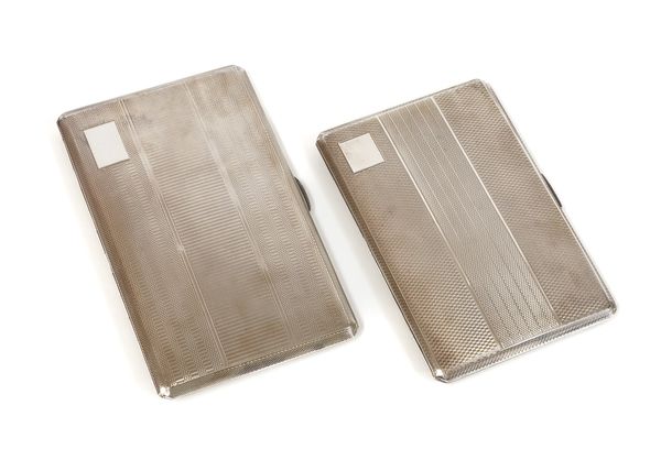 TWO SILVER RECTANGULAR CIGARETTE CASES (2)