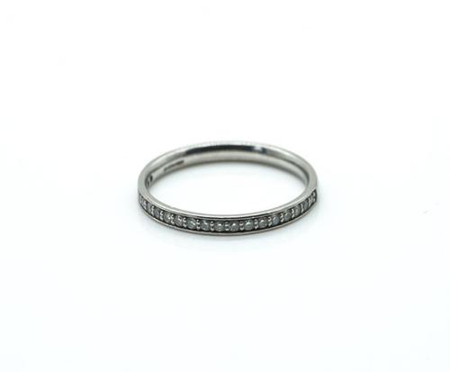 A PLATINUM AND DIAMOND HALF ETERNITY RING