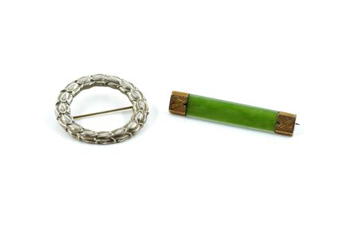 A GEORG JENSEN SILVER BROOCH AND ANOTHER BROOCH (2)
