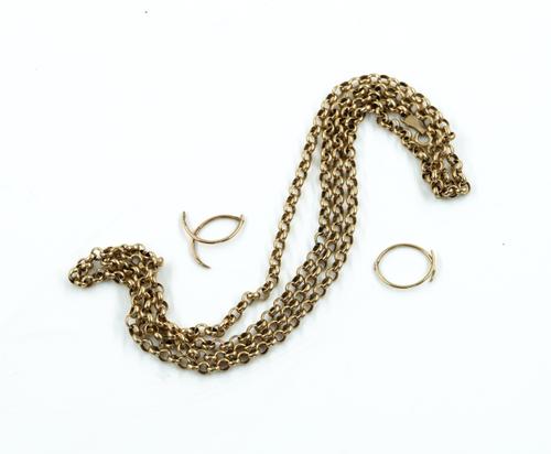 A 9CT GOLD NECKCHAIN  AND A PAIR OF GOLD SLEEPERS
