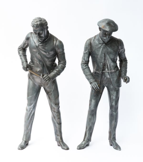 TWO EDWARDIAN ZINC ALLOY FIGURES OF AN ARCHITECT AND ENGINEER (2)