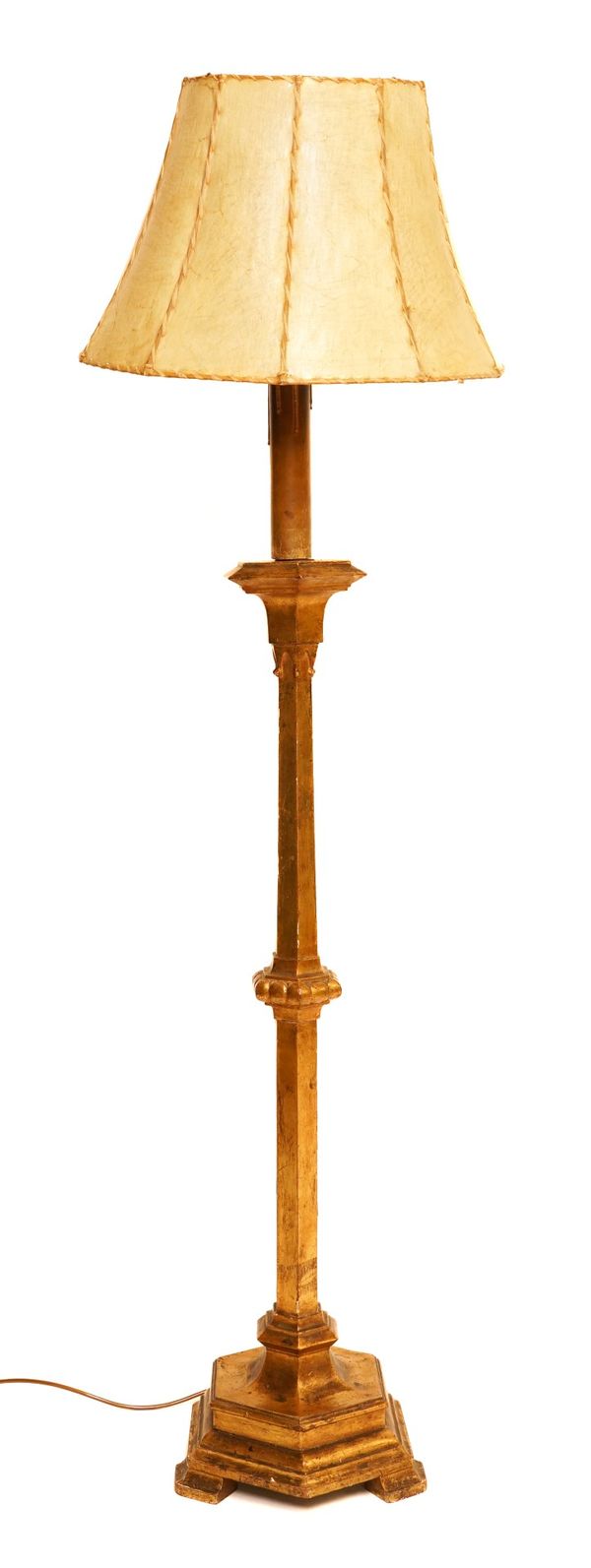 A GOTHIC REVIVAL GILTWOOD STANDARD LAMP