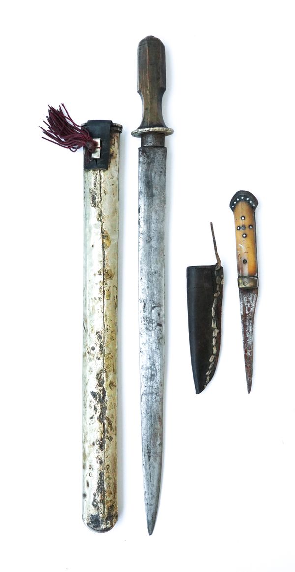 A MIDDLE EASTERN OR SOUTH EAST ASIAN DAGGER AND ANOTHER DAGGER (2)