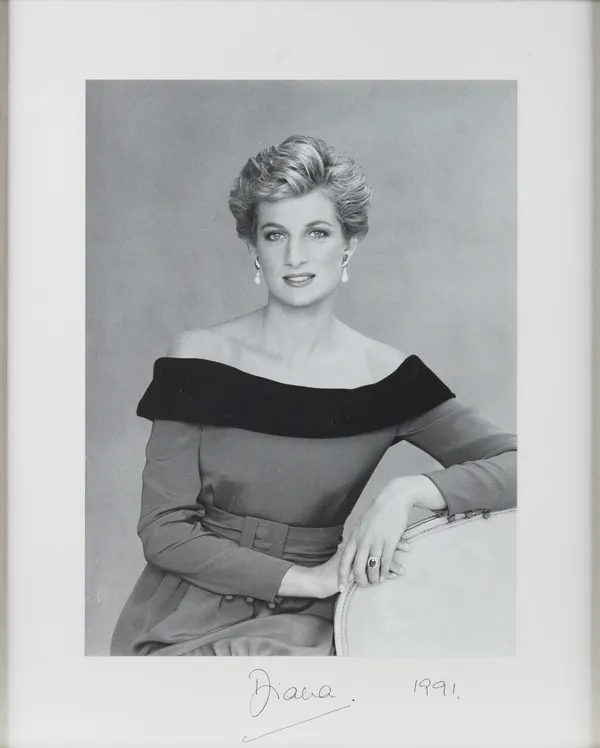 OF ROYAL INTEREST: DIANA, PRINCESS OF WALES (1961-1997), SIGNED AND DATED PORTRAIT PHOTOGRAPH