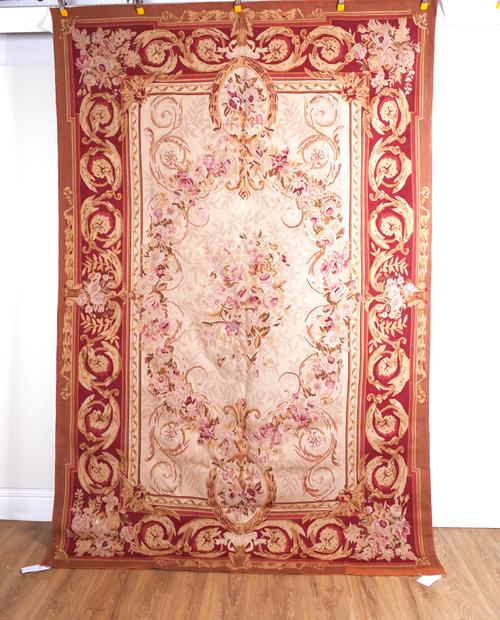 THREE AUBUSSON STYLE TAPESTRY CARPETS (3)