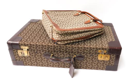 CELINE: A C MACADAM PATTERN SUITCASE AND A CANVAS CARRY CASE (2)