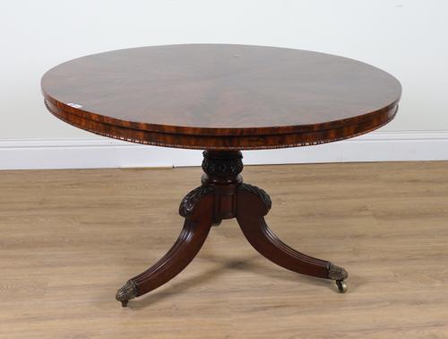 A 19TH CENTURY MAHOGANY SNAP TOP CENTRE TABLE