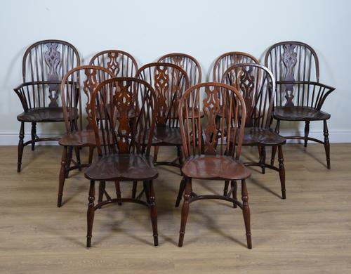 A SET OF TEN ASH AND ELM WINDSOR CHAIRS (10)
