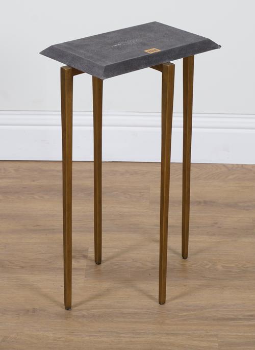 ‘GINGER BROWN’ A FAUX SHAGREEN SIDE TABLE