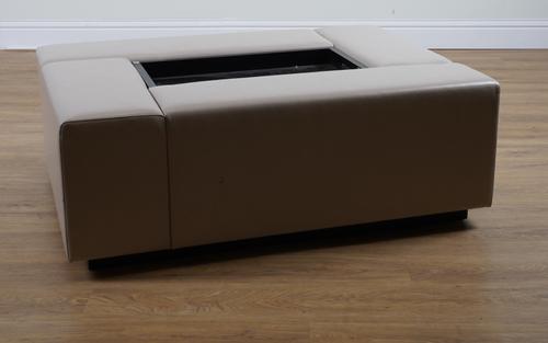 ‘SOFA & CHAIR COMPANY’ A GREY LEATHER UPHOLSTERED COFFEE TABLE